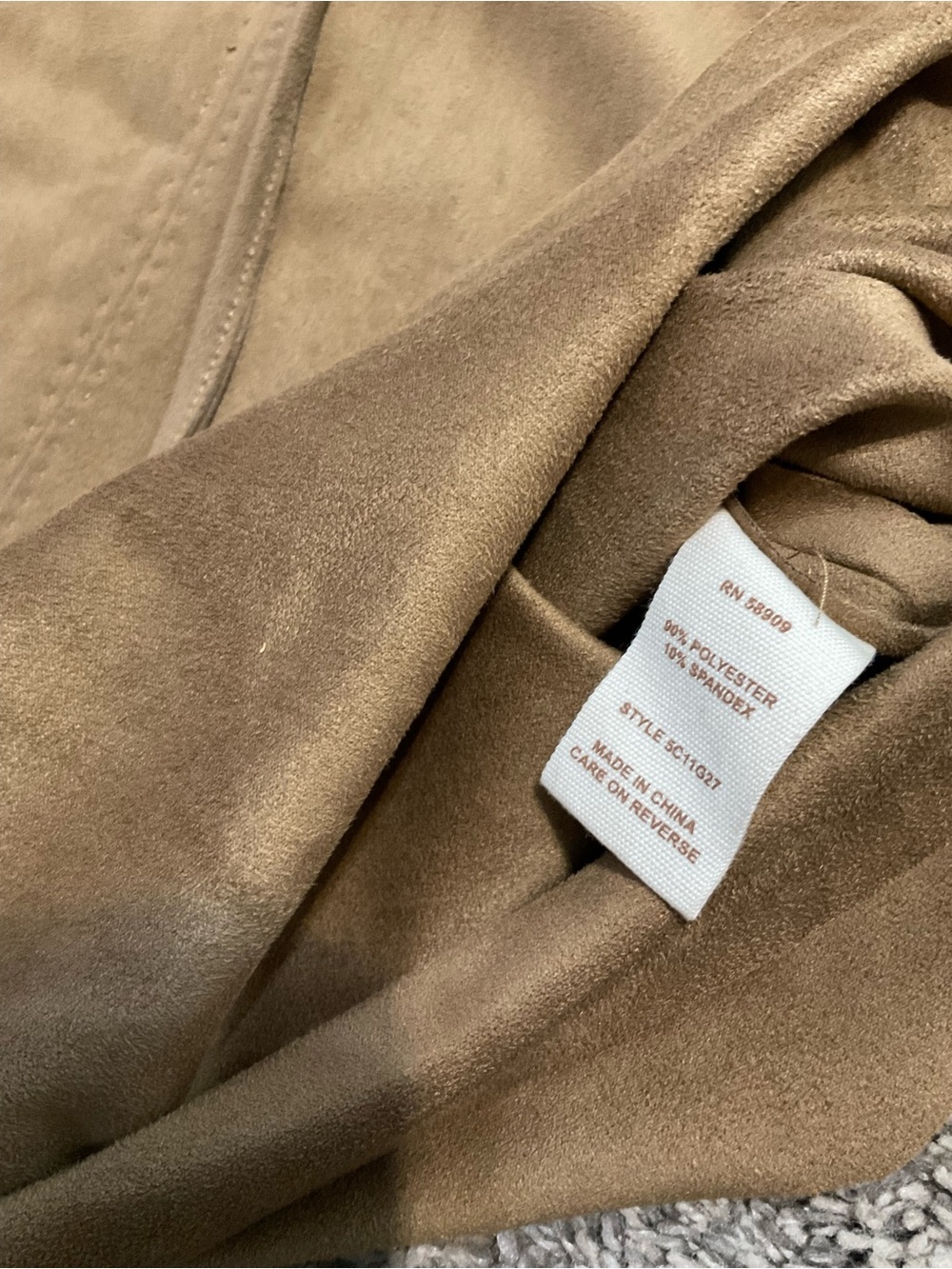 Chelsea & Violet Suede-Look Open Front Jacket in Camel Brown Large - Picture 6 of 8